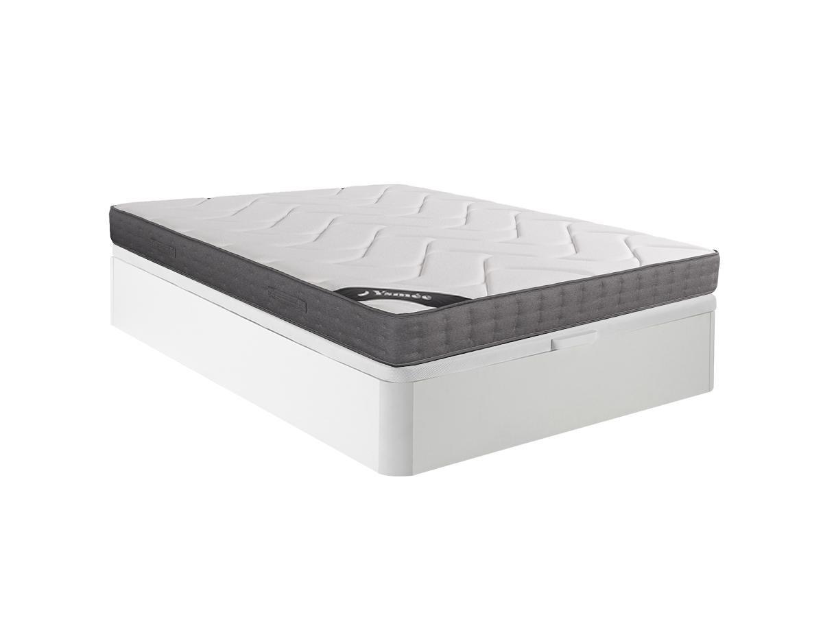 Ysmée Ensemble 160 x 200 cm sommier coffre blanc + matelas ressorts ensachés 5 zones accueil mémoire de forme ép.23cm - BABYLONE de YSMÉE  