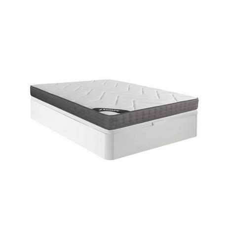 DREAMEA Set aus Bettgestell + Matratze - 160 x 200 cm - 5-Zonen-Taschenfederkern & Memory Schaum - Stärke 23 cm - Weiß - BABYLONE von YSMÉE  