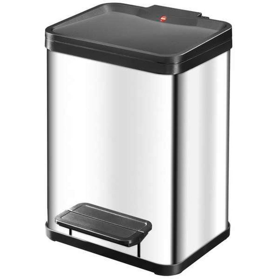 Collecteur de déchets à pédale Öko, duo Plus M, capacité 2 x 9 l, inox.
