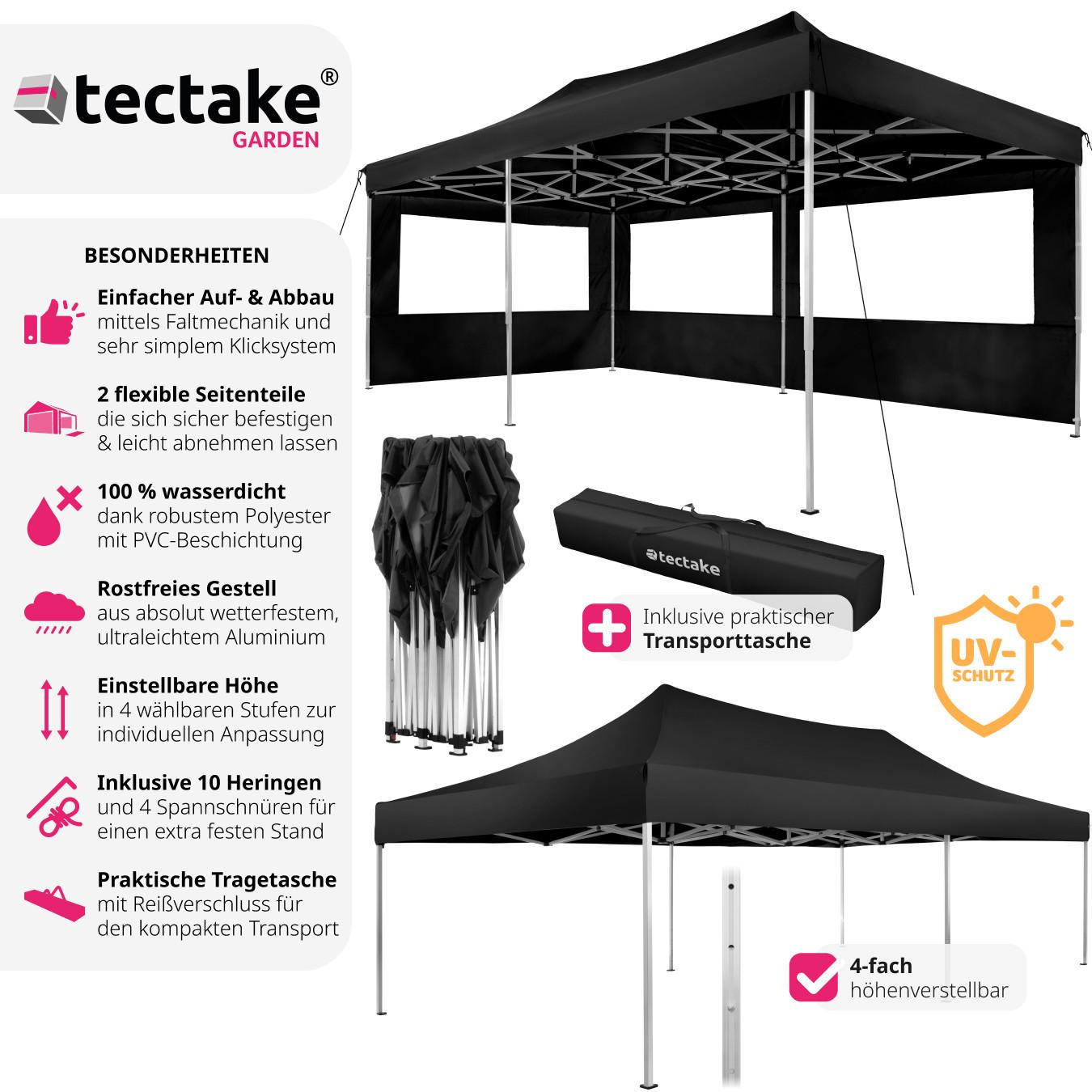 Tectake Gazebo pieghevole Viola 3x6 m con 2 elementi laterali  