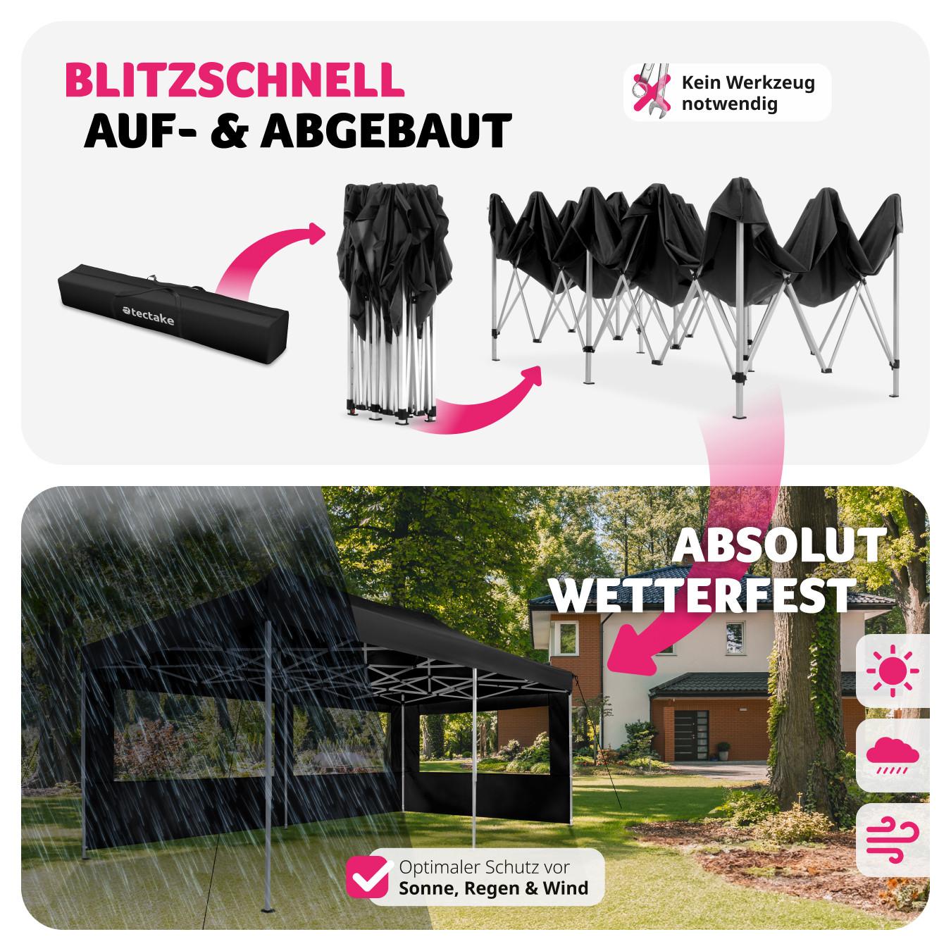 Tectake Tonnelle 6 x 3 m avec 2 rideaux  