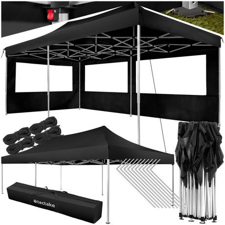 Tectake Gazebo pieghevole Viola 3x6 m con 2 elementi laterali  