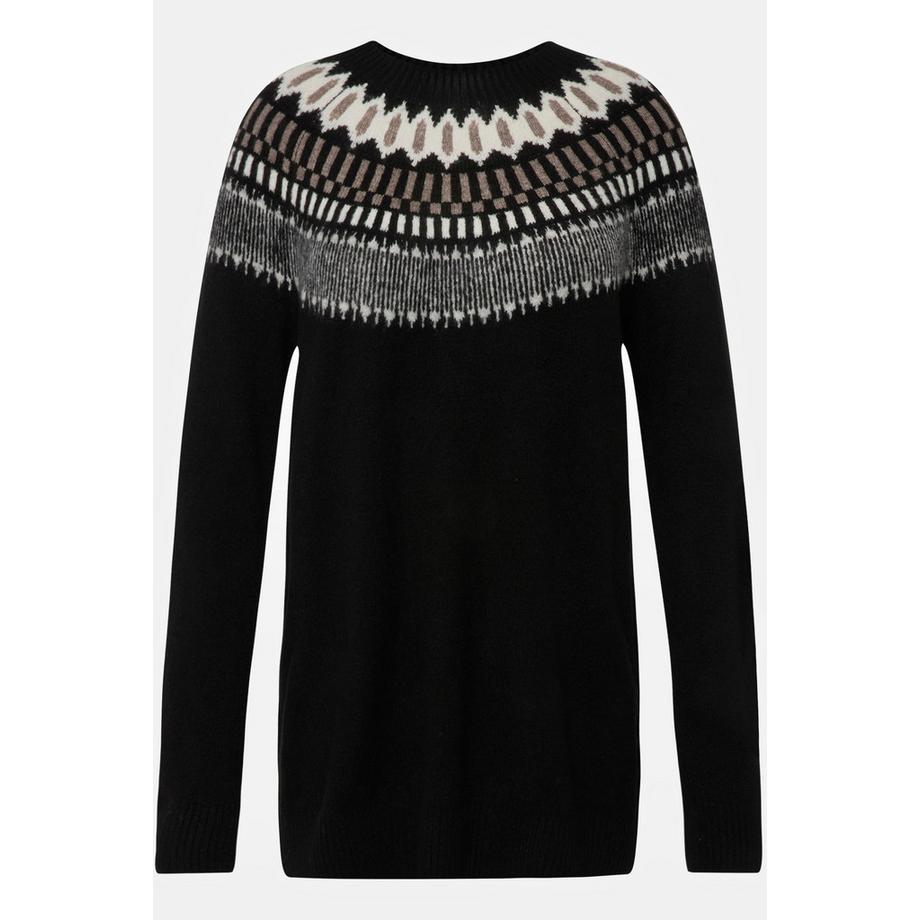 Ulla Popken Pull norvégien Col Rond Manches Longues Tricot Fin  