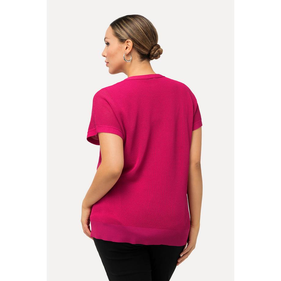 Ulla Popken Pull oversized texturé sans manches encolure en V  