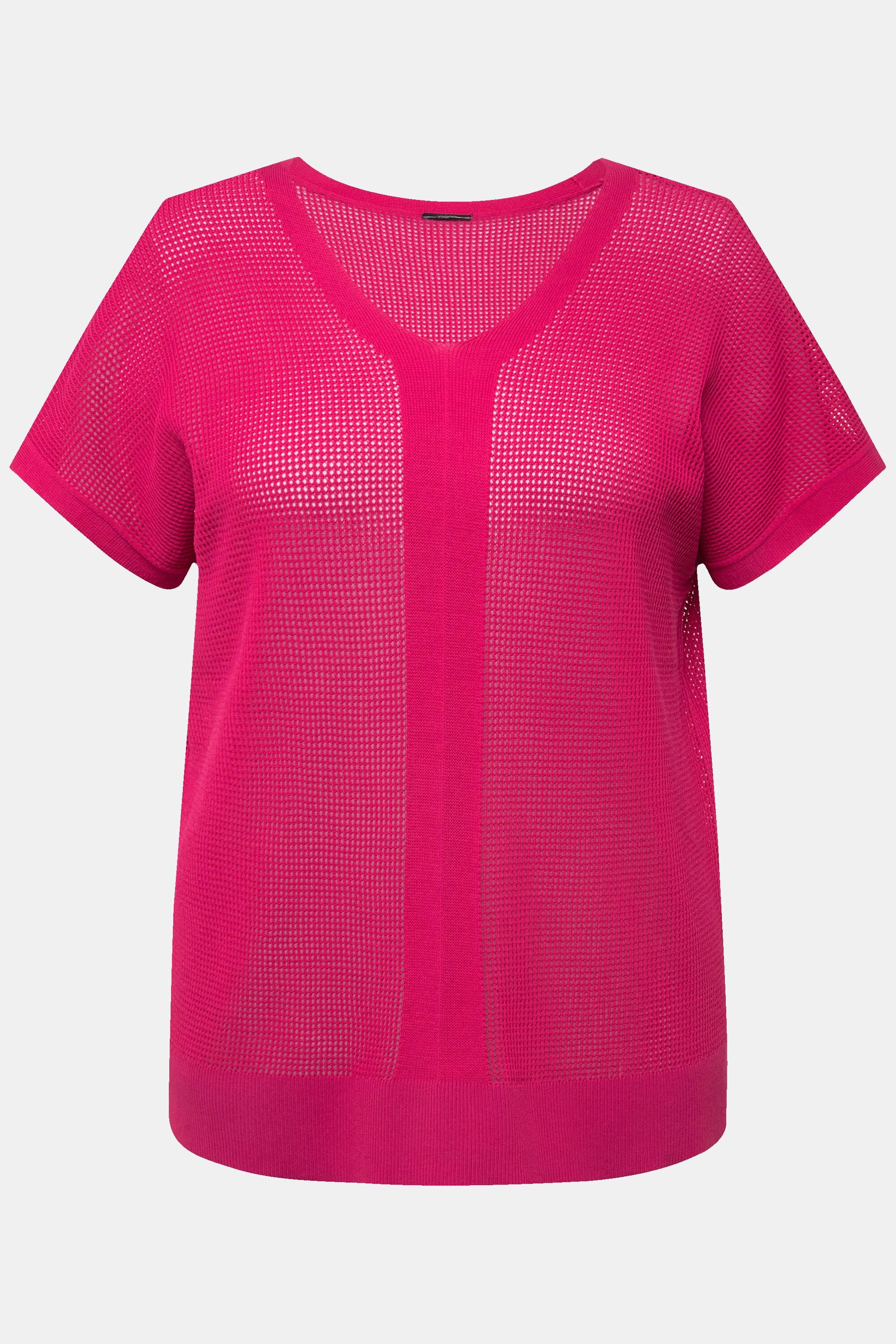 Ulla Popken Maglione Oversize Strutturato Scollo a V Senza Maniche  