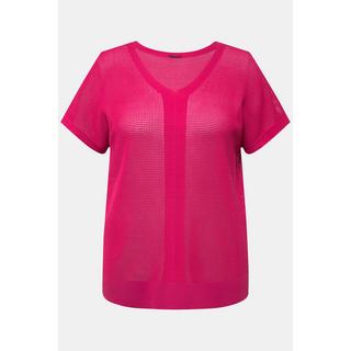 Ulla Popken Maglione Oversize Strutturato Scollo a V Senza Maniche  