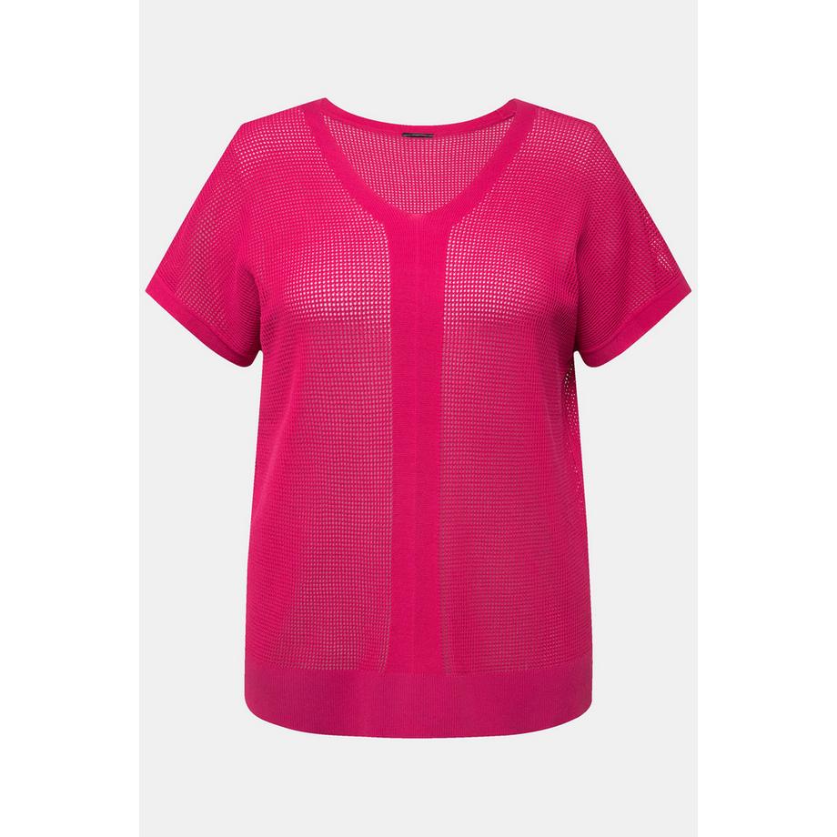 Ulla Popken Pull oversized texturé sans manches encolure en V  