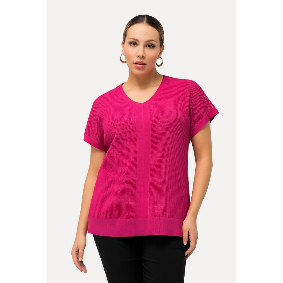 Ulla Popken Pull oversized texturé sans manches encolure en V  