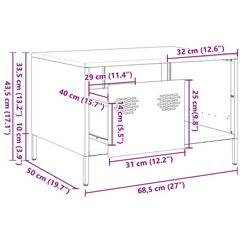 VidaXL tavolino da salotto Acciaio  