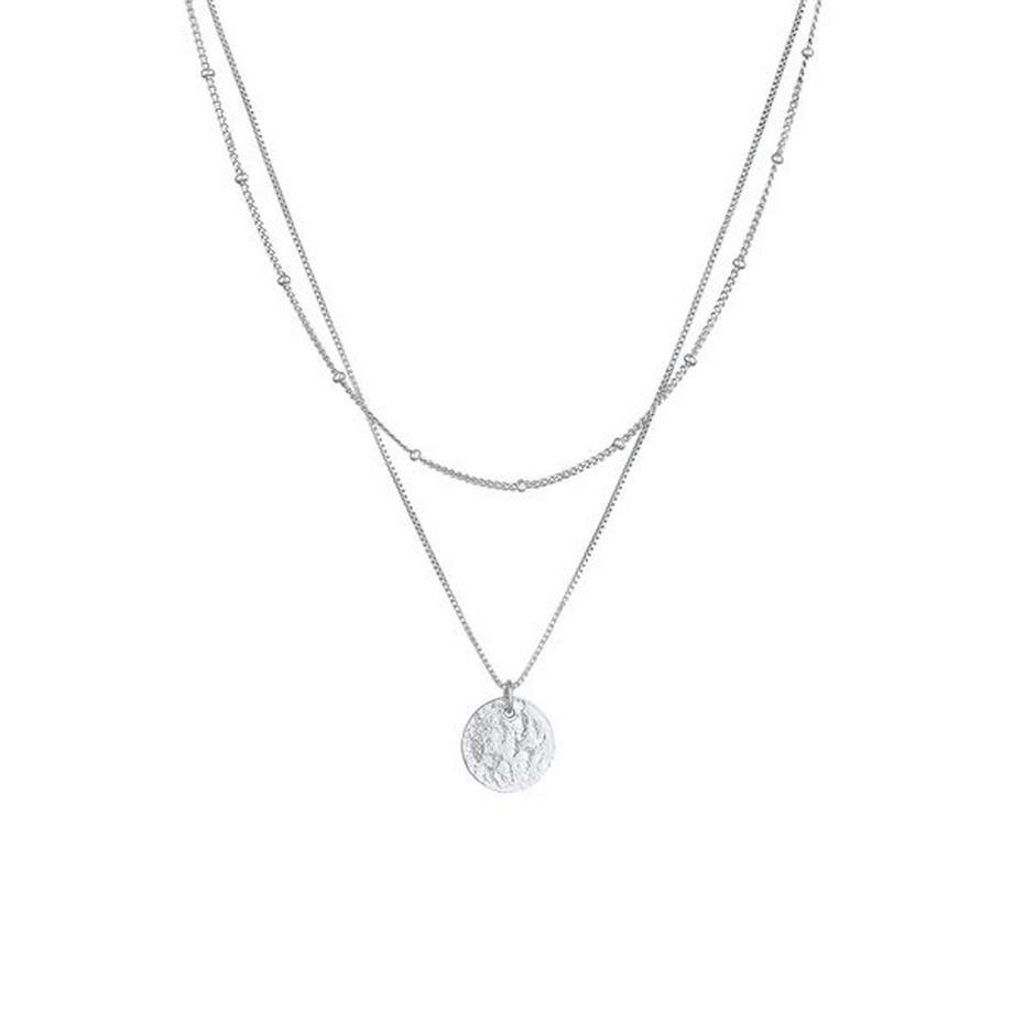 Halskette Layer Plättchen Kugelkette Boho 2-Lagig