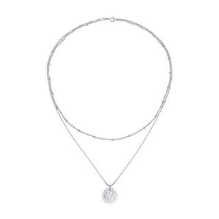 Elli  Halskette Layer Plättchen Kugelkette Boho 2-Lagig 