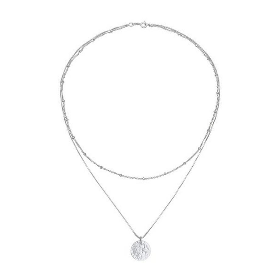Elli  Halskette Layer Plättchen Kugelkette Boho 2-Lagig 