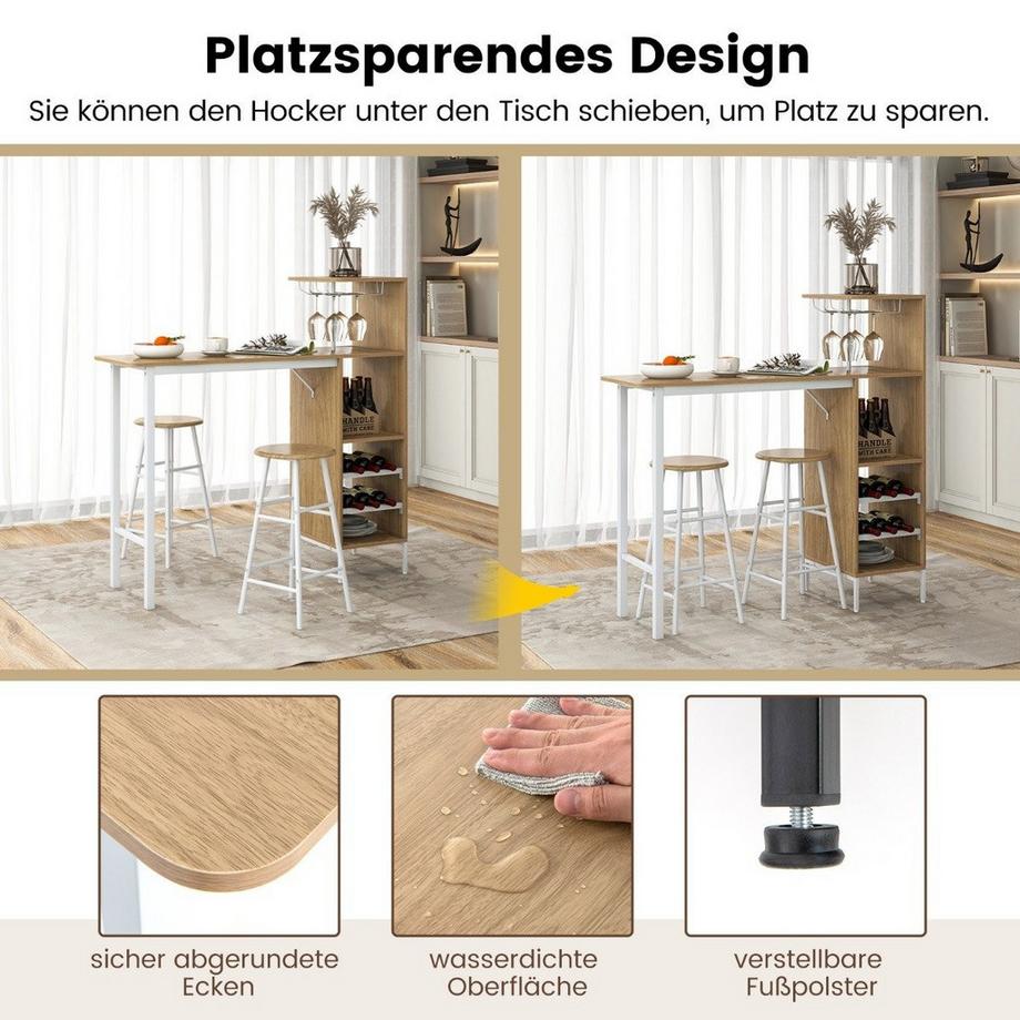 B2X  Ensemble table de bar et chaises 3 pièces Table et tabouret de pub industriel Naturel 
