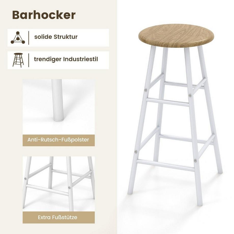 B2X  Ensemble table de bar et chaises 3 pièces Table et tabouret de pub industriel Naturel 