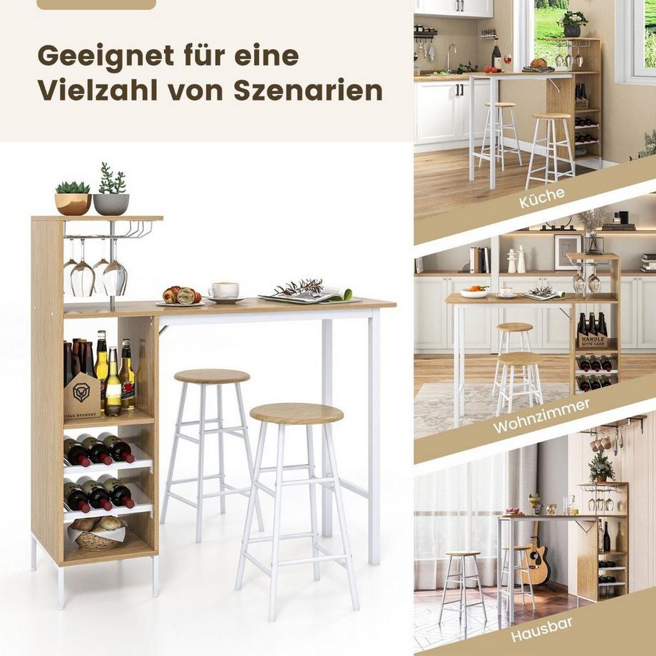 B2X  Ensemble table de bar et chaises 3 pièces Table et tabouret de pub industriel Naturel 