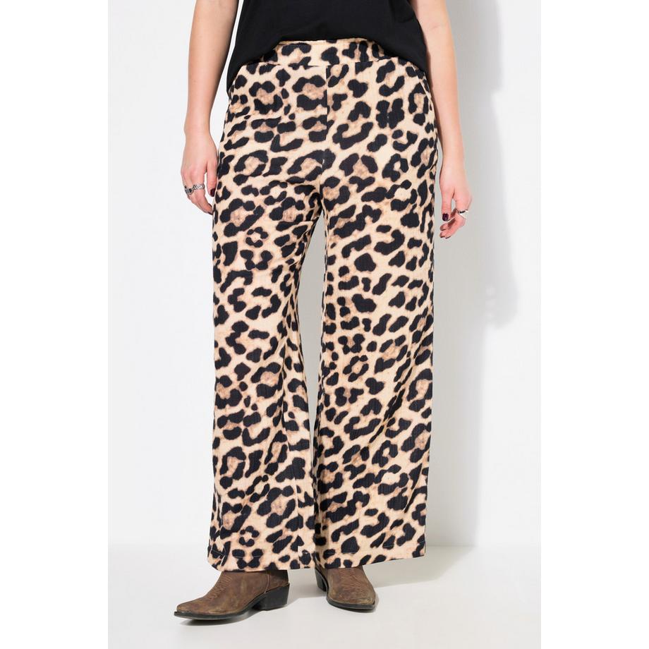 Studio Untold Pantaloni Wide Leg Mussola Stampa Leopardata  