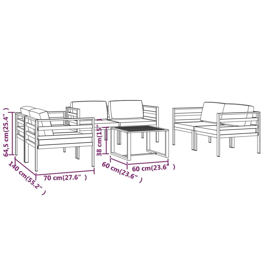 VidaXL Salon de jardin aluminium  