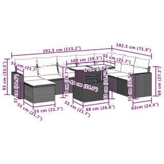 VidaXL Ensemble de canapés de jardin rotin synthétique  