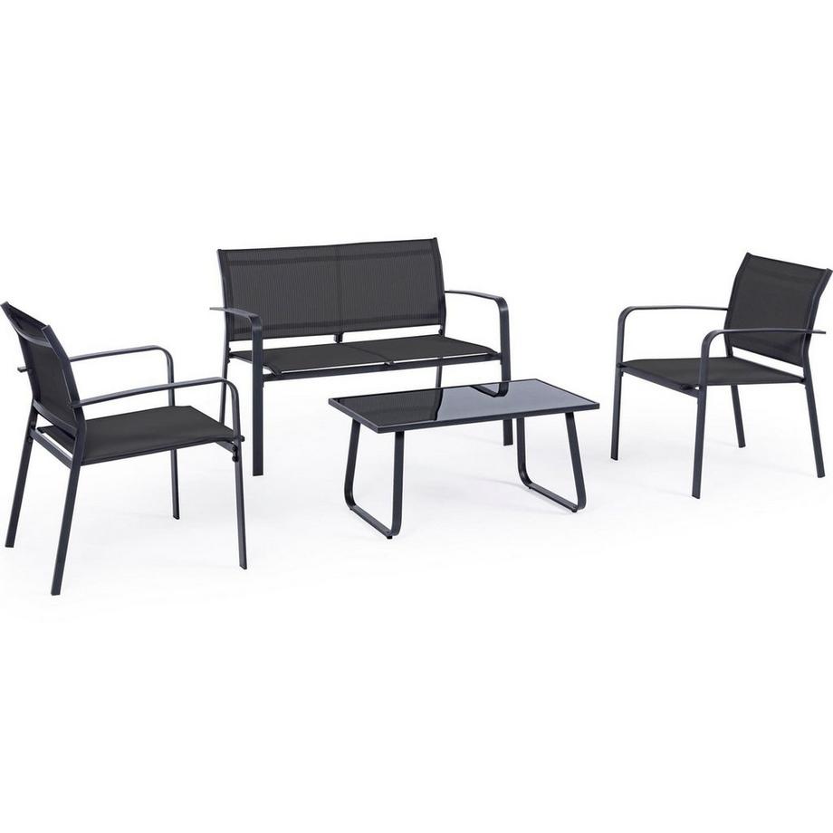 mutoni Groupe de sièges Arent anthracite (jeu de 4)  