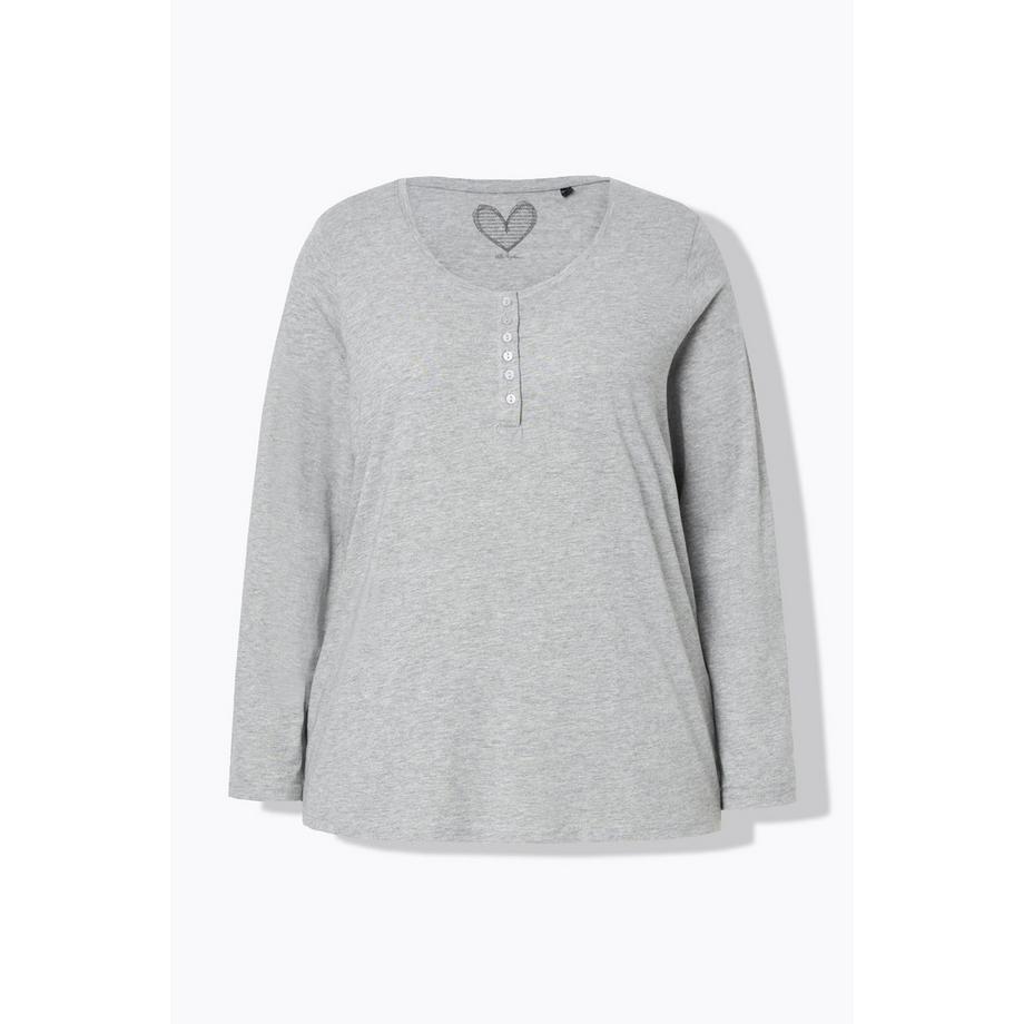 Ulla Popken Basic Langarmshirt Knopfleiste Regular Fit  
