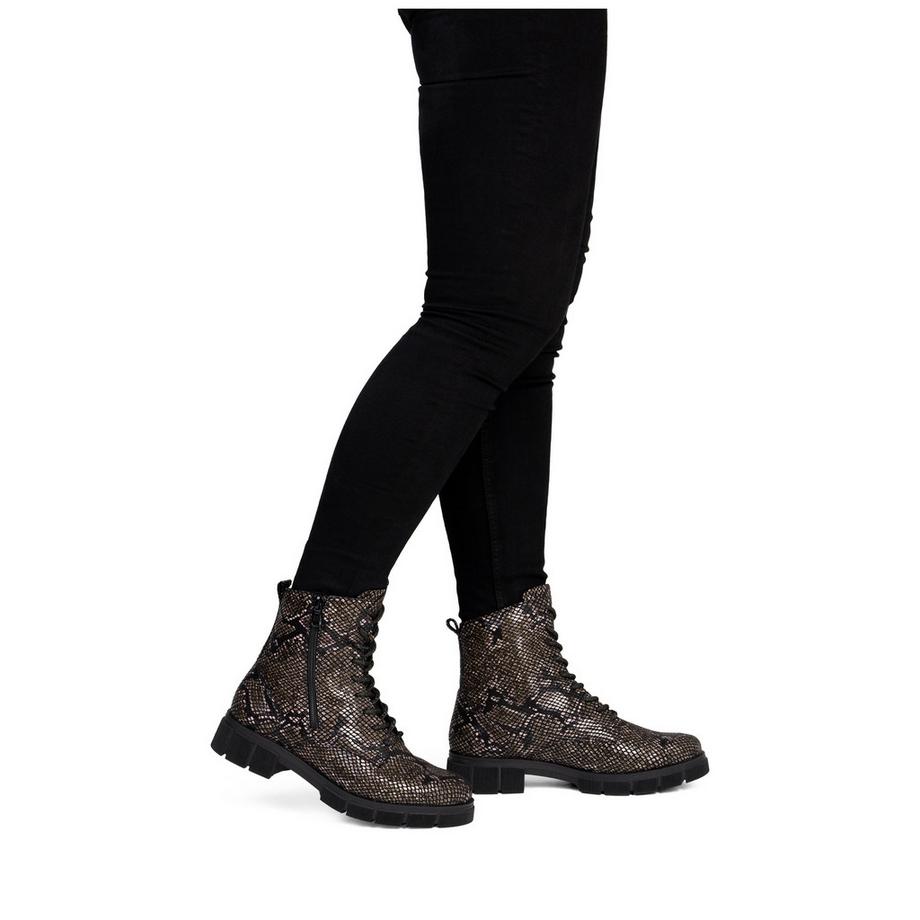 Remonte Schlangenmuster Schnürstiefelette  