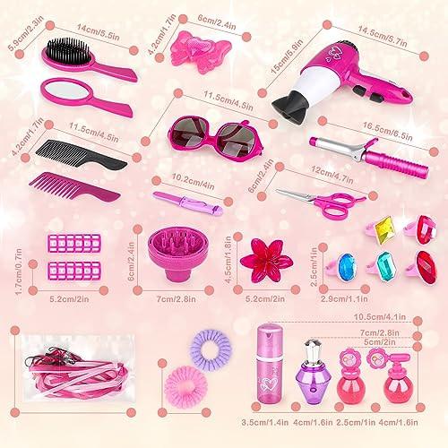 Activity-board  34 Stück Friseur und Glamour Vanity Carry Case spielen Set Make-up-Accessoires, Pretend Schmuck, 