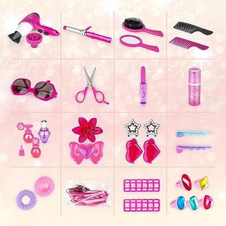 Activity-board  34 Stück Friseur und Glamour Vanity Carry Case spielen Set Make-up-Accessoires, Pretend Schmuck, 