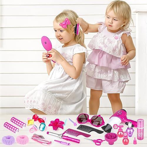 Activity-board  34 Stück Friseur und Glamour Vanity Carry Case spielen Set Make-up-Accessoires, Pretend Schmuck, 