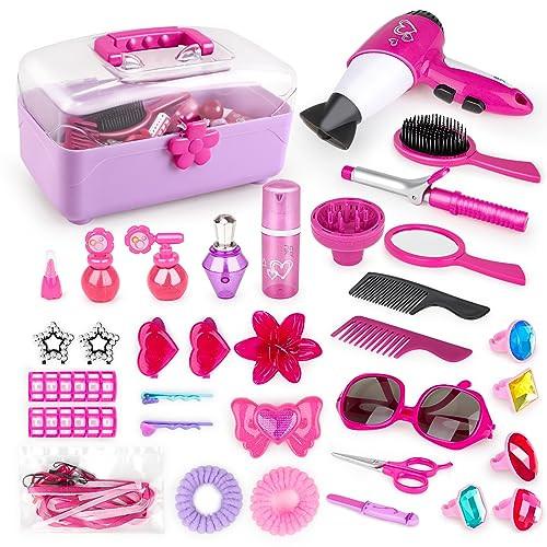 Activity-board  34 Stück Friseur und Glamour Vanity Carry Case spielen Set Make-up-Accessoires, Pretend Schmuck, 