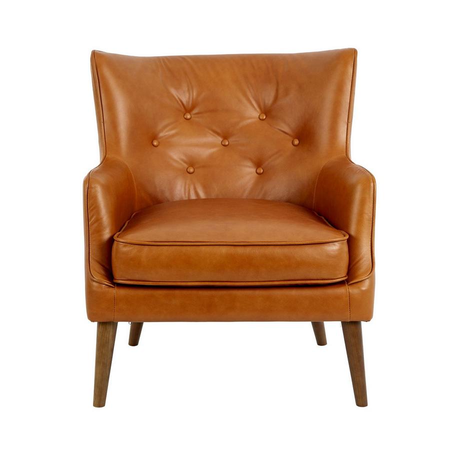 ANGEL CERDA Fauteuil chester en cuir marron  