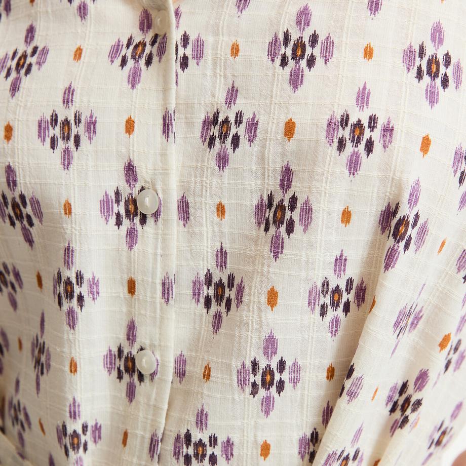 La Redoute Collections Midi Kleid mit schmalen Trägern V-Ausschnitt grafischem Print  