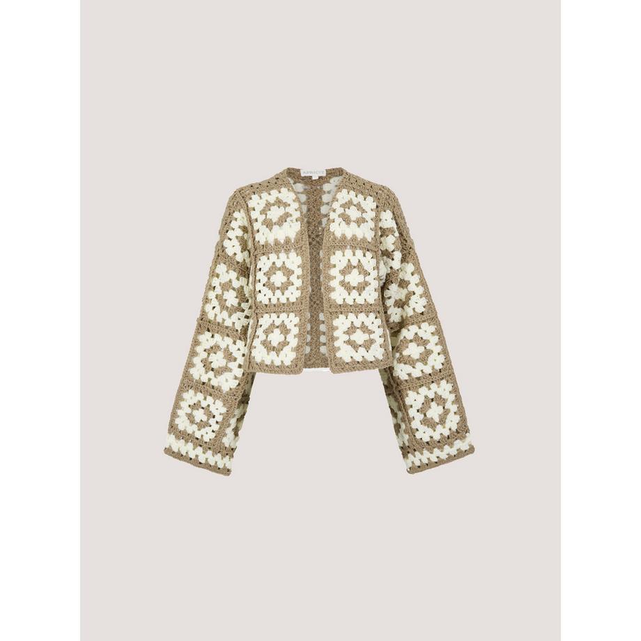 APRICOT Handgestrickte Häkelquadrat Strickjacke  