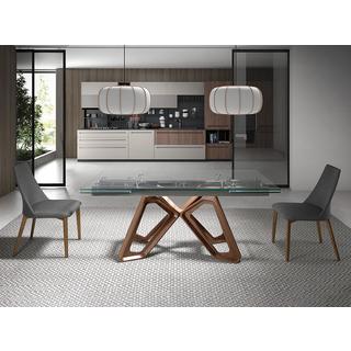 ANGEL CERDA Ausziehbarer Esstisch Rechteckig gehärtetes Glas aus Walnuss  