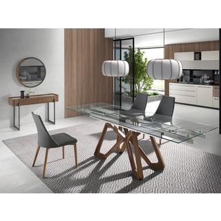 ANGEL CERDA Ausziehbarer Esstisch Rechteckig gehärtetes Glas aus Walnuss  