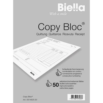 BIELLA Quittung COPY-BLOC D/F/I/E A6 514625.00 selbstdurchschreib. 50x2 Blatt