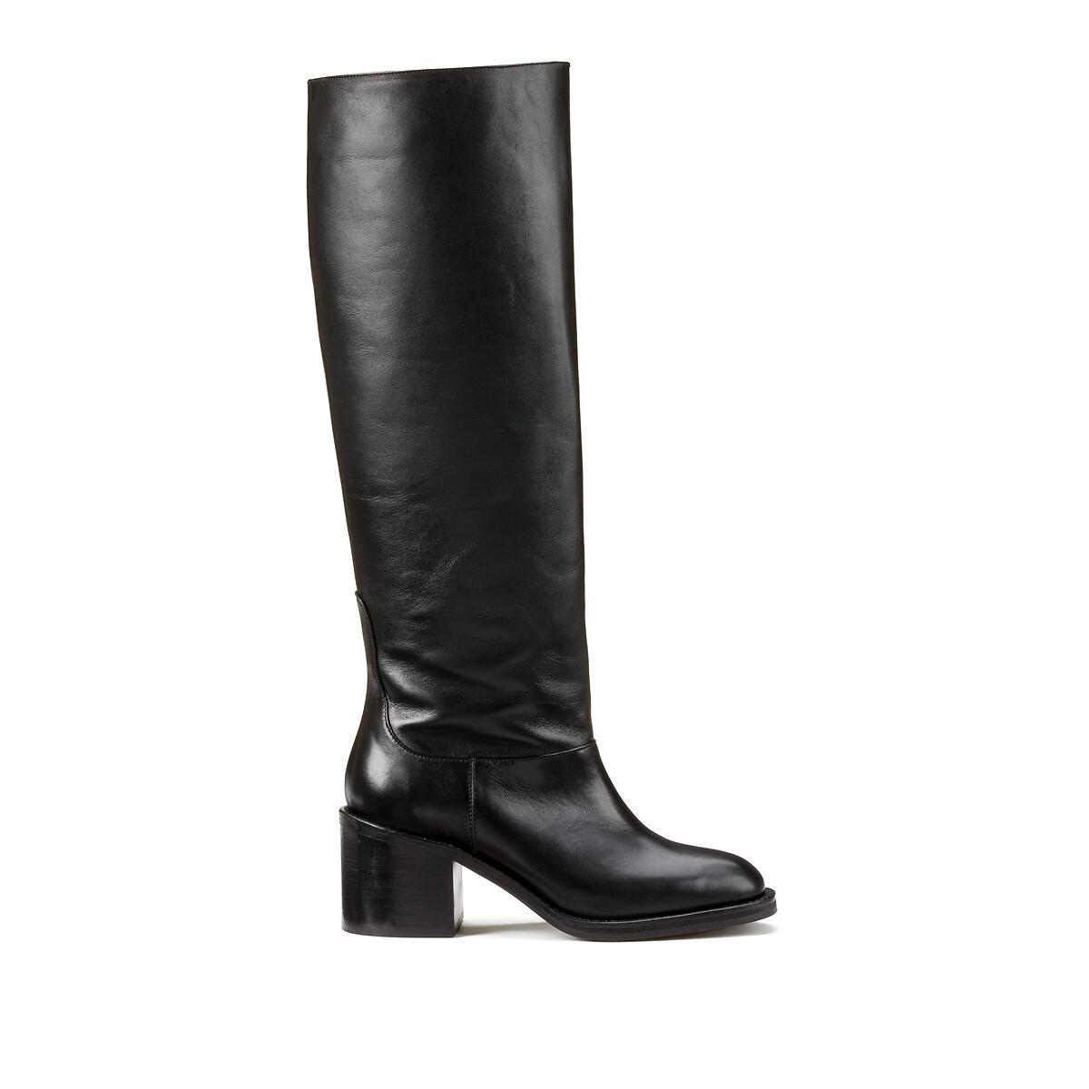 La Redoute Collections  Lederstiefel mit Blockabsatz 