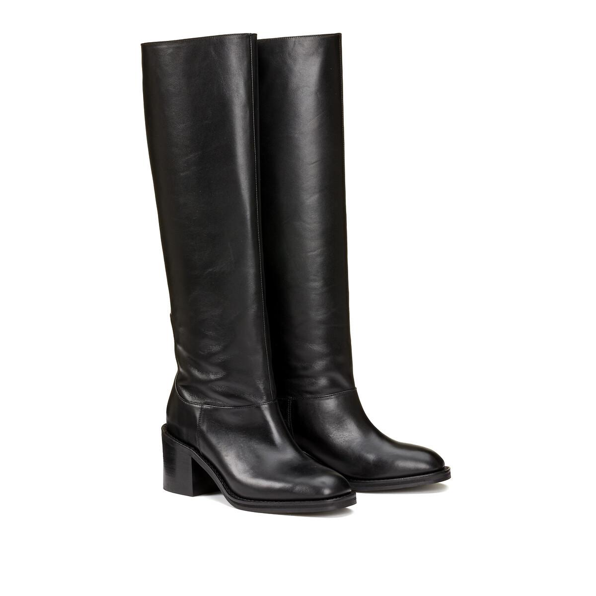 La Redoute Collections  Lederstiefel mit Blockabsatz 