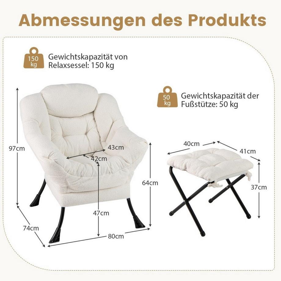 Northix Relaxsessel mit Ottomane  