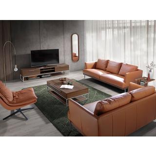 ANGEL CERDA 3-Sitzer-Sofa aus Leder mit Stahlbeinen  