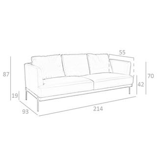 ANGEL CERDA 3-Sitzer-Sofa aus Leder mit Stahlbeinen  