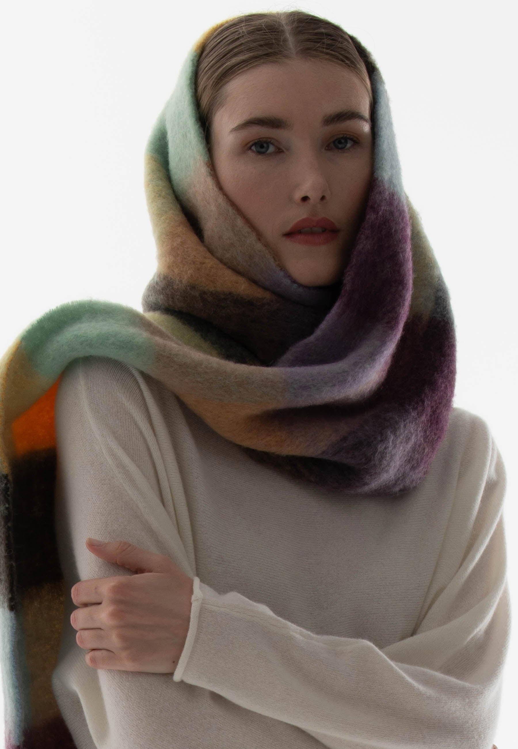 Studio Cashmere8  UNI 14 Sciarpa in lana a quadri multicolore 