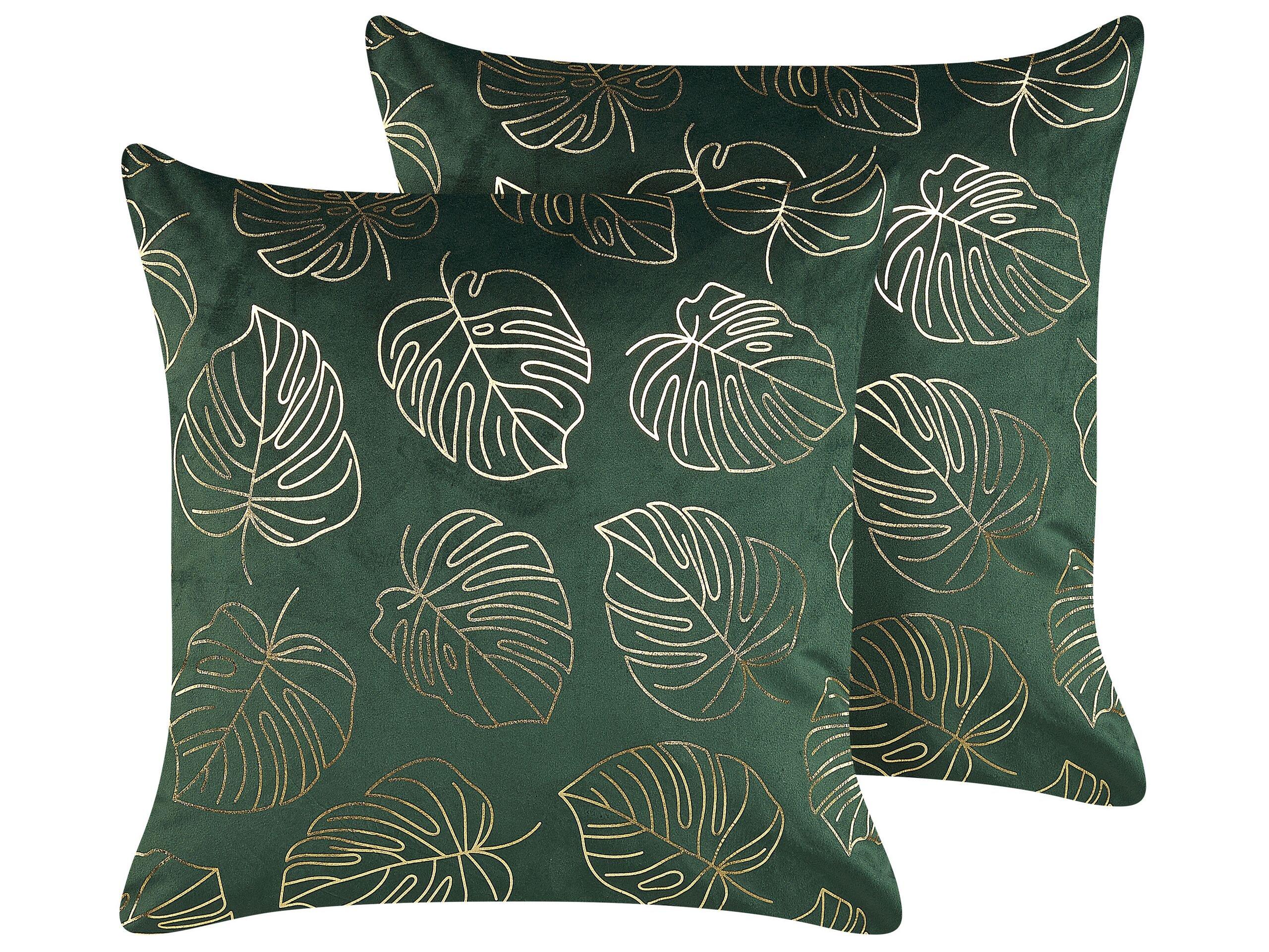 Beliani Lot de 2 coussins en Velours Glamour MONSTERA  