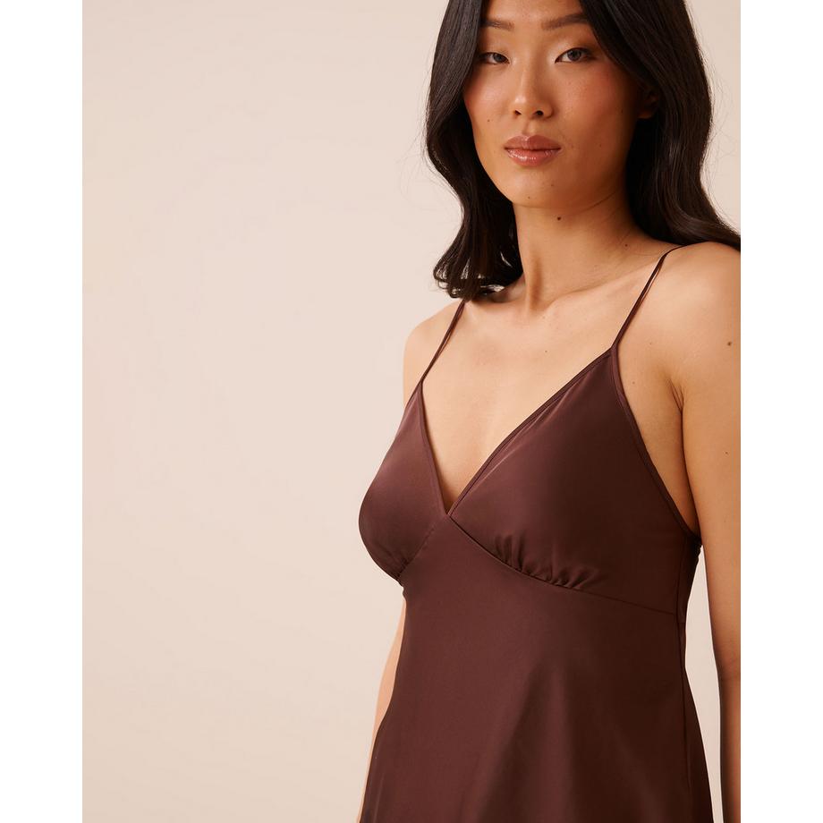 La Vie En Rose Satin-Top mit V-Ausschnitt  
