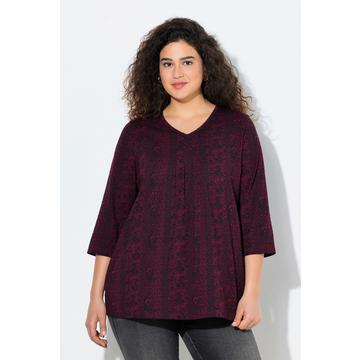 Shirt, Zierfalten, A-Linie, V-Ausschnitt, 3/4-Arm