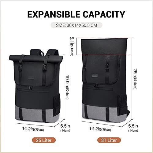 Only-bags.store Grande Zaino Impermeabile 17.3 Pollici Rolltop per Laptop  