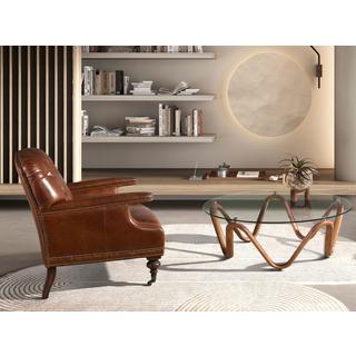 ANGEL CERDA Runder Couchtisch aus gehärtetem Glas und Nussbaum  