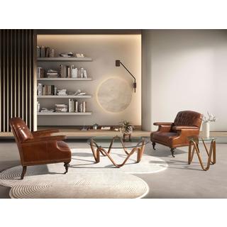 ANGEL CERDA Runder Couchtisch aus gehärtetem Glas und Nussbaum  