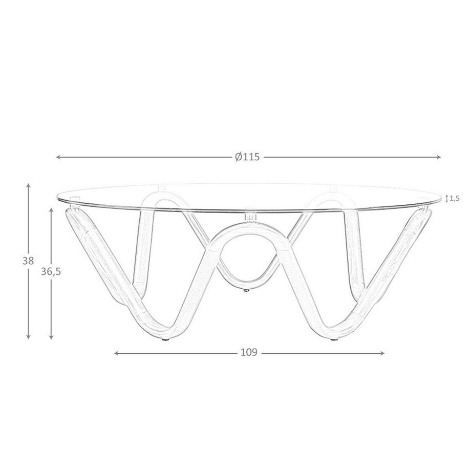 ANGEL CERDA Tavolino rotondo in vetro temperato e noce  
