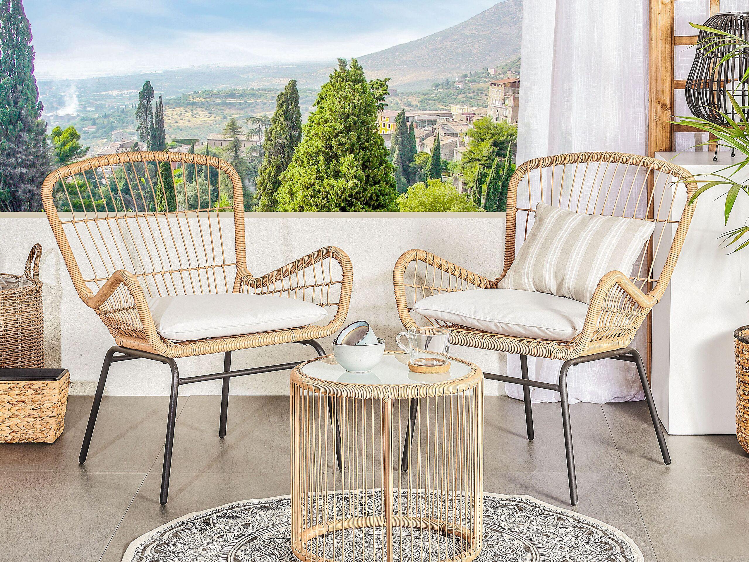 Beliani Bistro Set aus PE Rattan Rustikal LABICO  