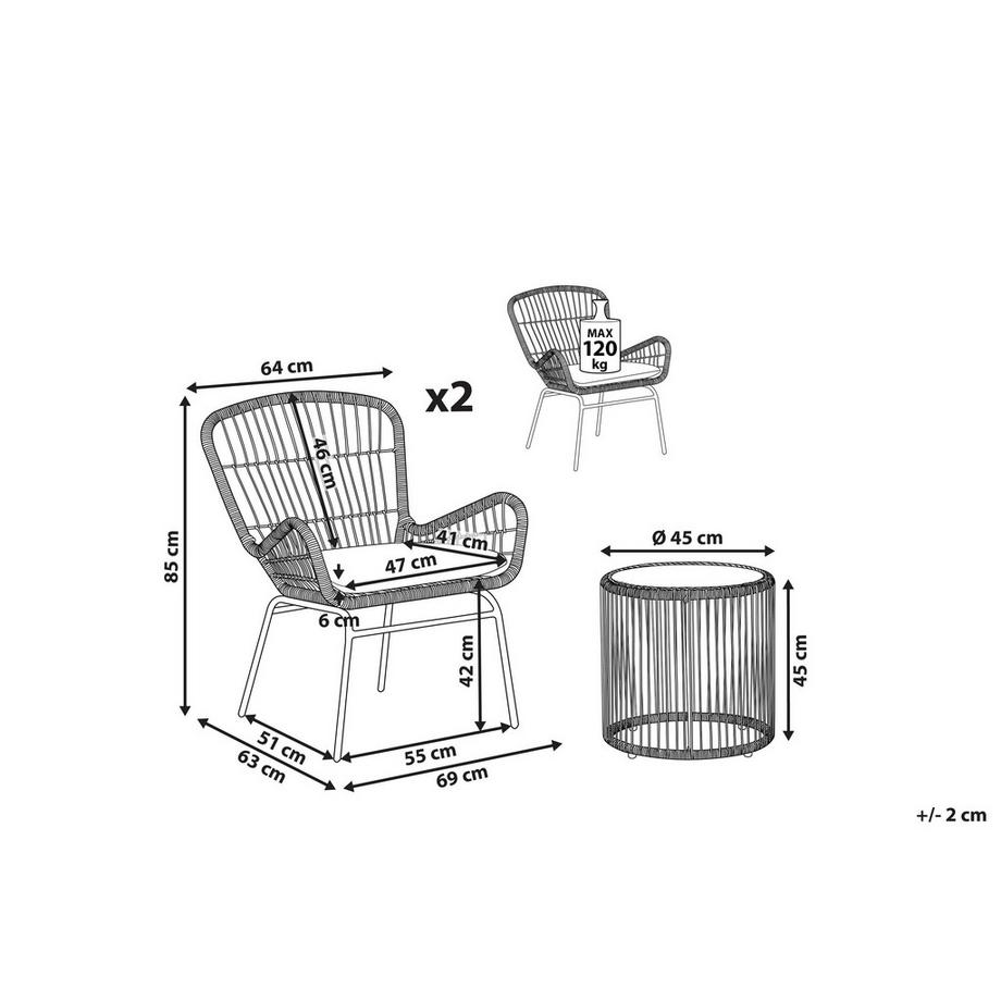 Beliani Bistro Set aus PE Rattan  LABICO  